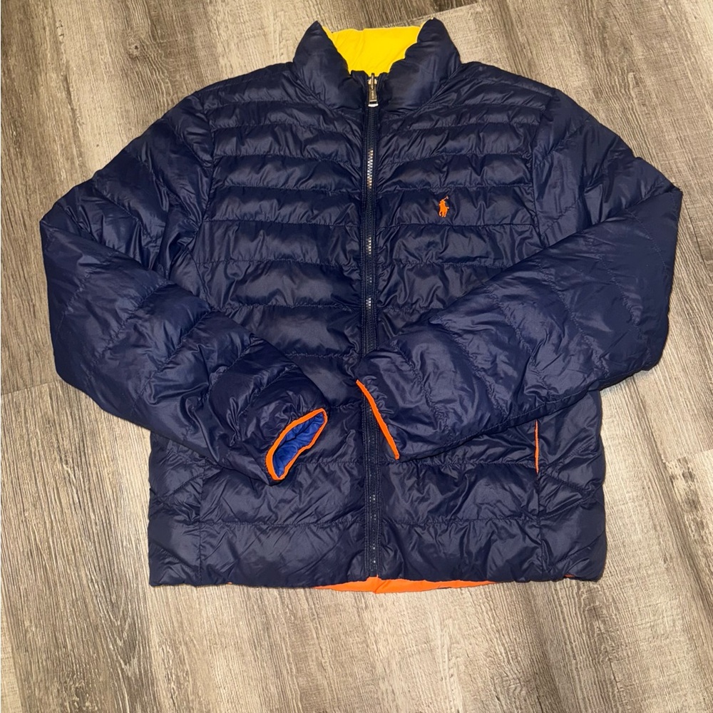 Ralph Lauren Orange and Blue Puffer Jacket